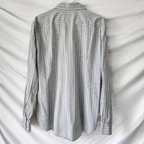 Hugo Boss Mens Slim Fit Button Down Long Sleeve Shirt Blue with Stripes 17.5 - Picture 7 of 8